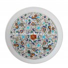 16" Marble Serving Kishti Plate Rare Gems Inlay Mosaic Marquetry Art Decor H1426