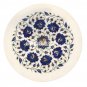 12'' Marble Plate Lapis Malachite Inlay Floral Marquetry Arts Home Decor H3580