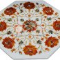12"x12" White Wall Tile Carnelian Pietradura Floral Inlay Work Christmas Gift