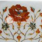 12"x12" White Wall Tile Carnelian Pietradura Floral Inlay Work Christmas Gift