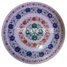 15" White Marble Serving Plate Lapis Marquetry Inlay Art Beautiful Decor Gifts 15" White Marble Serving Plate Lapis Marquetry Inlay Art Beautiful Decor Gifts