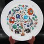 9'' White Marble Dish Plate Peacock Arts Inlay Multi Floral Mosaic Table Decor