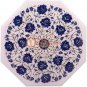 15"x15" White Top Coffee Table Lapis Floral Mosaic Inlay Design Hallway Decor