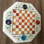 12" White Handmade Chess Top Table Carnelian Semi Precious Floral Art Gift Decor