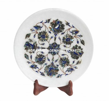 Marble Tray Plate Lapis Pauashell Inlay Deco Exclusive Kitchen Decor Gift H1335