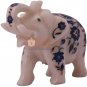 6" Marble Elephant Sculpture Lapis Inlay Pietradura Floral Arts Christmas Gift