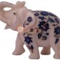 6" Marble Elephant Sculpture Lapis Inlay Pietradura Floral Arts Christmas Gift