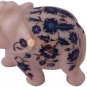 6" Marble Elephant Sculpture Lapis Inlay Pietradura Floral Arts Christmas Gift