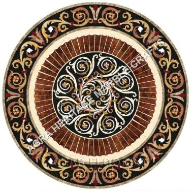 30" Italian Marble Coffee Table Antique Inlaid Black Top Furniture Decor H5112