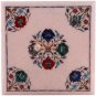15"x15" White Top Coffee Table Lapis Semi Precious Floral Design Outdoor Decor