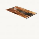 Black Resin River Dining Custom Kitchen Table Top Handmade Luxury Interior Decor