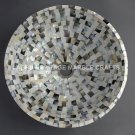 15" Designer Marble Round Wash Basin Precious Mother of Pearl Inlay Decor E305
