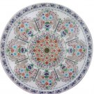18" White Marble Round Plate Micro Mosaic Inlay Multi Arts Kitchen Gift Decor