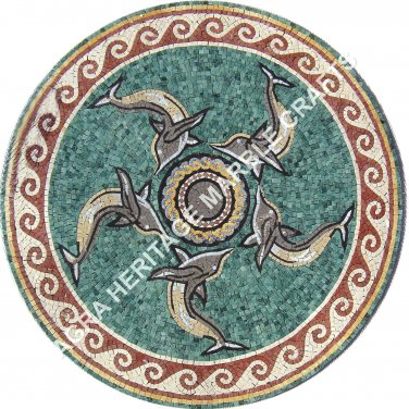 36" Unique Marble Garden Coffee End Table Top Mosaic Inlay Fish Arts Decor E916A
