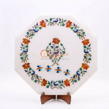 Marble Antique Custom Coffee Table Carnelian Pietradura Floral Inlay Home Decor