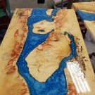 Handmade Epoxy Interior Blue Resin Dining Corridor Table Top Wooden Design Decor Handmade Epoxy Interior Blue Resin Dining Corridor Table Top Wooden Design Decor