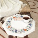 White Marble Top Custom Table With Stand Lapis Pietradura Floral Work Patio Deco White Marble Top Custom Table With Stand Lapis Pietradura Floral Work Patio Deco