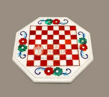 Marble Chess Board, Inlay Stone Chess Board For Gift, Valentine Gift For Him Art