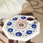14"x14" Accent Marble Custom Table Top Precious Floral Marqutery Inlay Decor Art