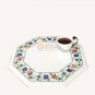 White Marble Octagon Table Top with Floral Marquetry Precious Stone Inlay Decor