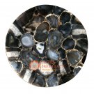 24" Black Marble Agate Unique Design Table Top Handmade Arts Hallway Decor E1218