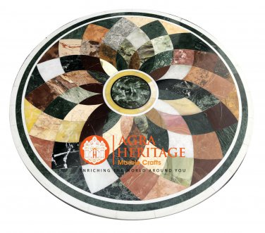 36" White Marble Round Dining Table Top Mosaic Handicraft Inlay Home Decor E1361