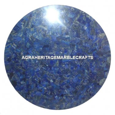 Marble Round Dining Room Table Lapis Lazuli Marquetry Inlay Halloween Gift H1680