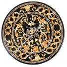 30" Black Marble Dining Outdoor Table Top Pietra Dura Inlay Art Home Decor H3490 30" Black Marble Dining Outdoor Table Top Pietra Dura Inlay Art Home Decor H3490