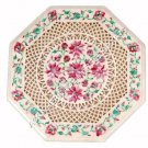 24" Filigree Marble White Coffee Console Beautiful Table Top Inlay Decor E883 24" Filigree Marble White Coffee Console Beautiful Table Top Inlay Decor E883