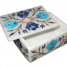 4"x3"x2" Marble Jewelry Box Turquoise Lapis Lazuli Inlay Stone Design Love Gifts