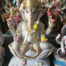 Marble Lord Ganesh Statue Handmade Religious Blessing Gift Temple Decor E1431