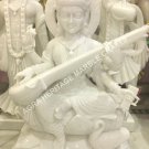36" Handmade Marble Goddess Statue of Saraswati Maa Divine Gift Decorative E1433