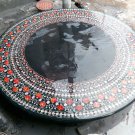 60" Black Marble Large Pietra Dura Inlay Dining Table Inlay Top Real Gems Art
