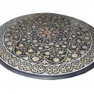 Black Faux Marble Dining Table Top  Mother of Pearl Inlaid Outdoor Garden Decor