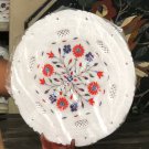 12" White Grill Marble Round Plate Marquetry Floral Inlay Kitchen Decor E155 12" White Grill Marble Round Plate Marquetry Floral Inlay Kitchen Decor E155