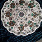 15" White Marble Plate Pauashell Gemstone Inlay Stunning Arts Kitchen Decor E447