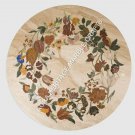 24" Marble Round Coffee Top Table Marquetry Fine Inlay Floral Art Decor H5161