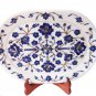 Indian White Makrana Serving Tray Lapis Lazuli Inlay Floral Art Christmas Decor