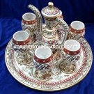 15" White Marble Beautiful Round Plate Handpainted Spiritual Art Decor H4095