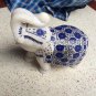 7'' White Marble Elephant Trunk Up Lapis Lazuli Floral Inlay Marquetry Decor