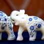 Lot of 3 Pcs Antique Marble Elephant Trunk Up Mosaic Inlay Marquetry Decor H1961