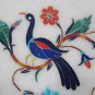 12"x12" Marble Dish Plate Peacock Inlay Multi Floral Marquetry Arts Home Decor