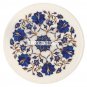 12'' Marble Plate Lapis Lazuli Floral Inlay Home Thanks Giving Decor Gifts H3578