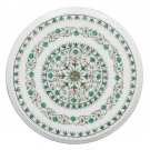 12" Marble Kitchen Coffee Table Top Malachite Inlay Floral Arts Halloween Gift
