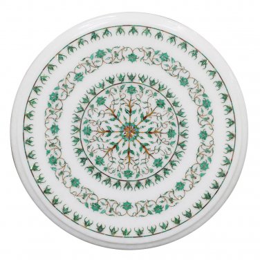 12" Marble Kitchen Coffee Table Top Malachite Inlay Floral Arts Halloween Gift