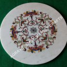 12" Marble Round Serving Plate Mosaic Inlay Unique Design Kitchen Decor E667
