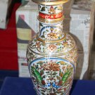14" Multi Floral Peacock Hand Painted Art Marble Flower Vase Pot Decor H5738