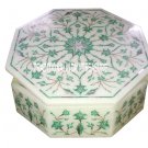 5"x5" Marble Jewelry Box Malachite Inlay Floral Marquetry Inlay Design Decor