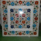 24"x24" Marble Coffee Side Table Top PietraDura Inlay Floral Design Patio Decor