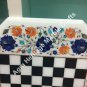 24" White Marble Coffee Chess Table Cum Coffee Table Top Multi Inlay Floral Art